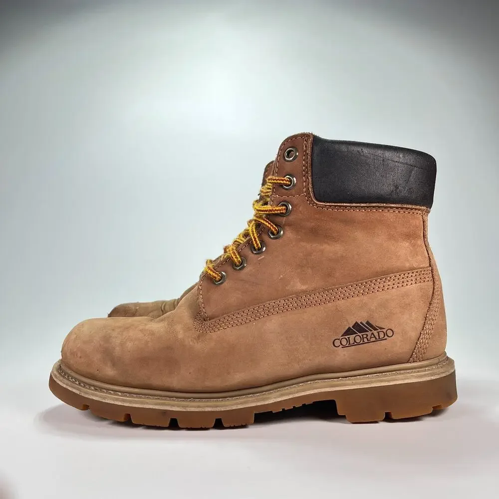 Colorado Light Brown Leather Durable Construction Safety Work Boots Men's Sz 9.5 - Picture 4 of 10